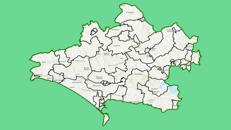 Map of electoral wards in Dorset