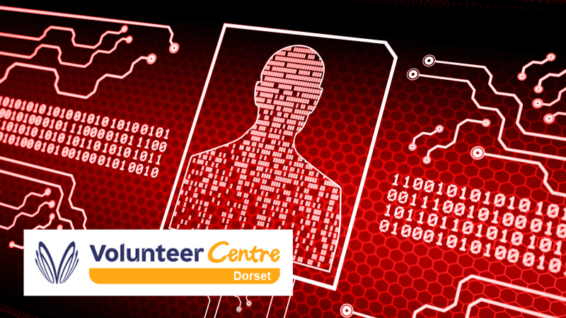 image of code and electronic connections with portrait of person in outline