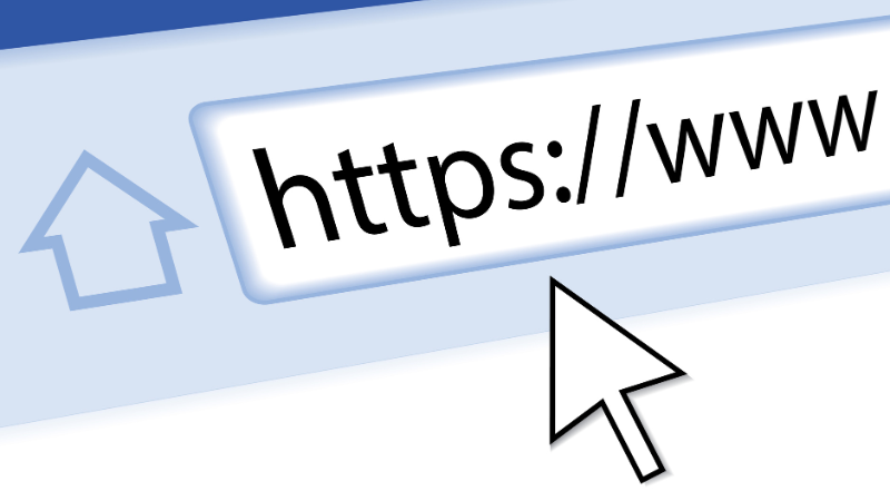 Close up of browser bar showing the beginning of a website address with a cursor poised to select